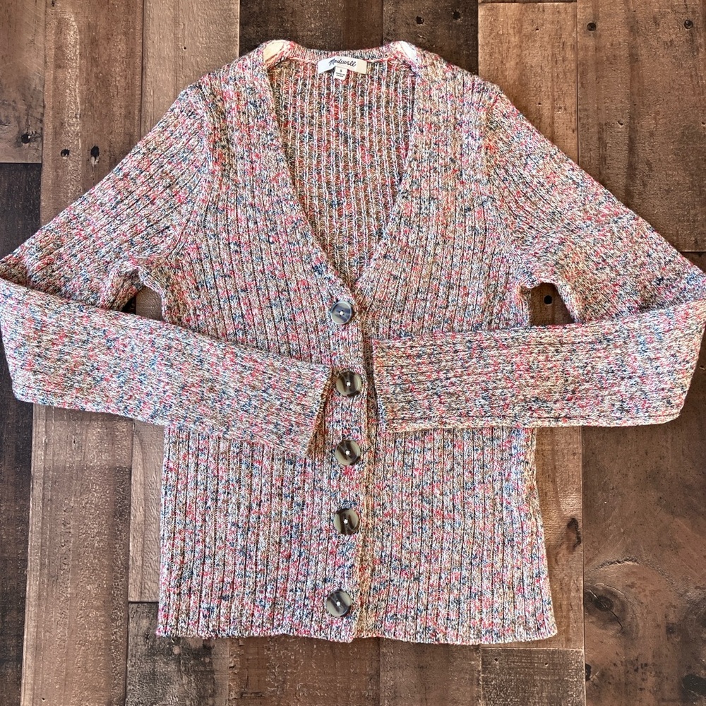 Madewell Multicolor Ribbed Knit Button Front Cardigan Sweater Size S